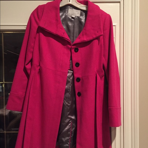 Old Navy Jackets & Blazers - EUC hot pink Old Navy Pea Coat w/ Belt